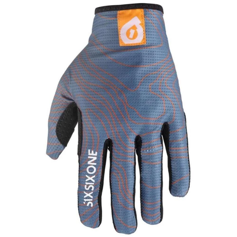 SixSixOne 661 Adult XS Comp Gloves MTB BMX Full‎ Finger Gray Orange Topographic
